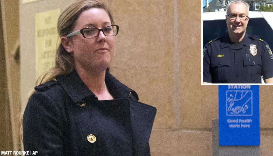 Kathryn Knott in an AP photo. Inset: Her father, former Chalfont, PA police chief Karl Knott.