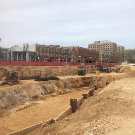 The excavation of the library's below-ground space.