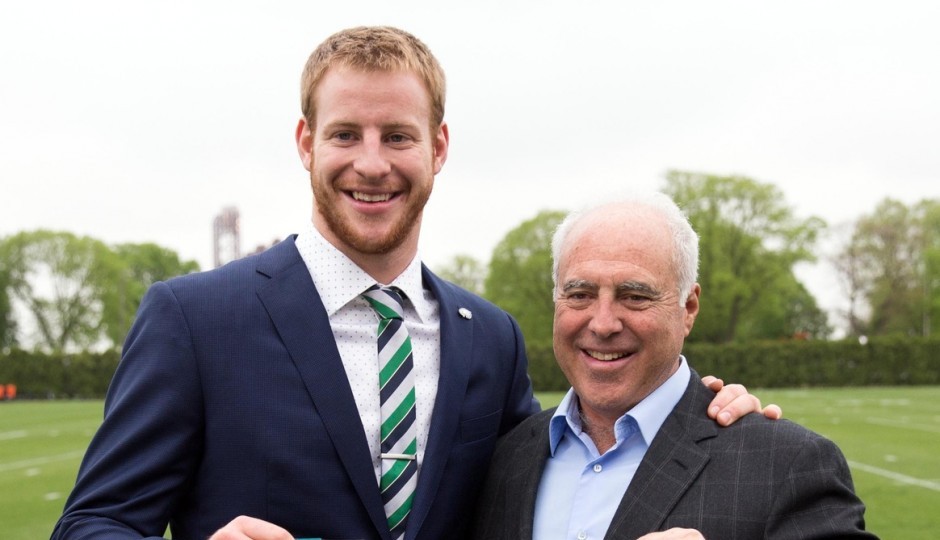 Carson Wentz and Jeffrey Lurie. (USA Today Sports)