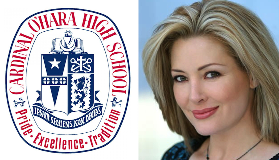 Right: Former Miss Georgia USA Brenda Sharman, who led the girls-only assembly at Cardinal O'Hara High School, in a Pure Fashion publicity photo.