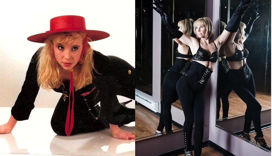 Heather Day as "Princess" in her Dancin' On Air Days (left) and in her fitness studio today (right).