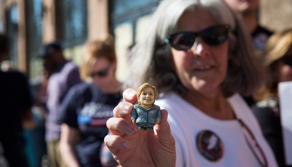 A Hillary Clinton supporter waits outside her April 20th rally at the Fillmore. Photo | Ryan Collerd