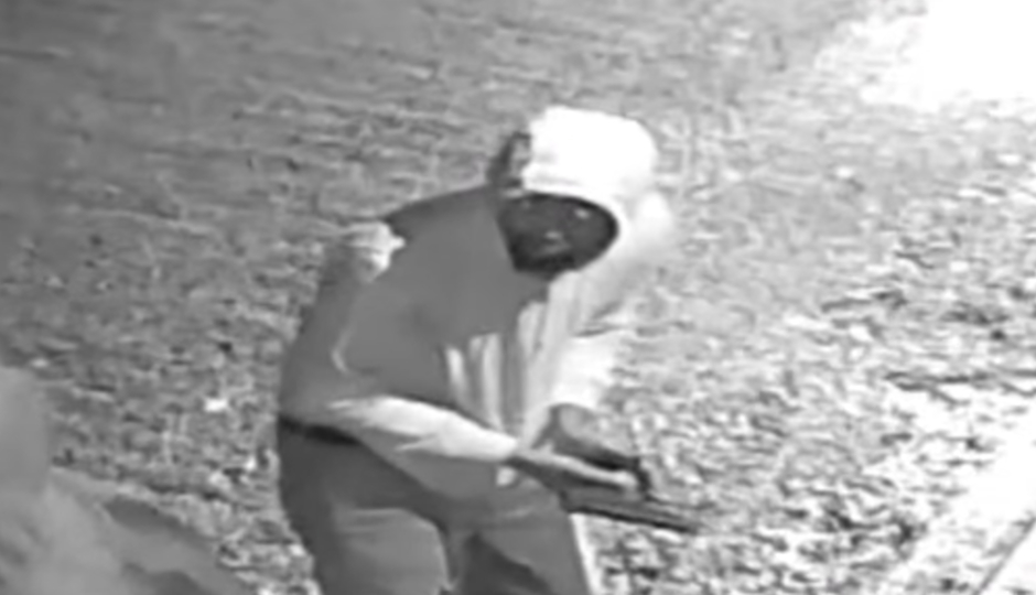 Surveillance image of one suspect in an armed robbery in Old City. (Photo via Philadelphia Police Department video screenshot.)