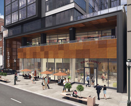 The Walnut Street side of the building. | Rendering: Design Collective