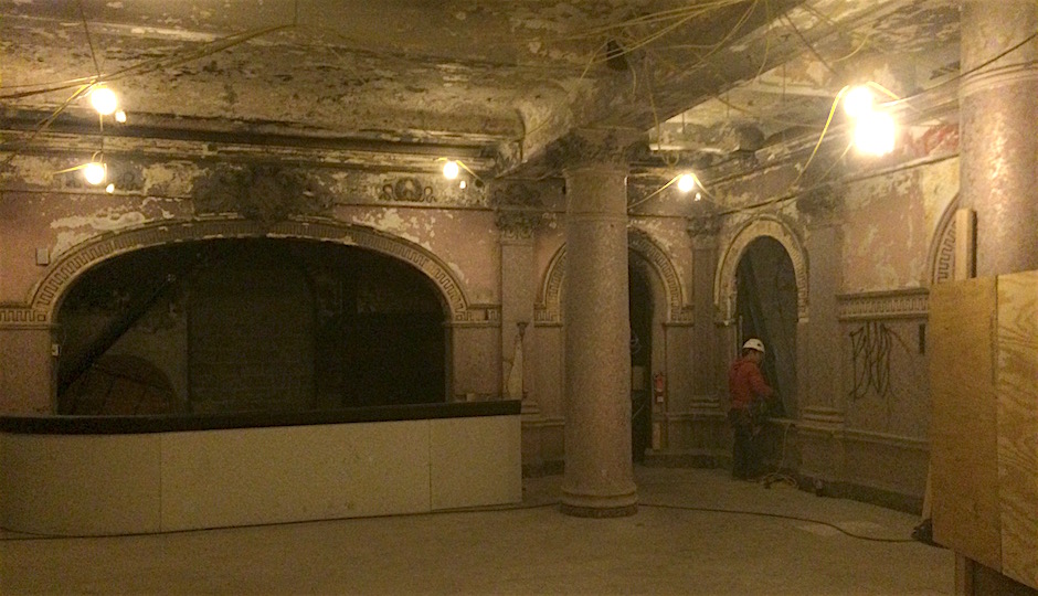 The lobby of the Divine Lorraine, outfitted with a "check-in counter" for today's open house. | Photos: Sandy Smith