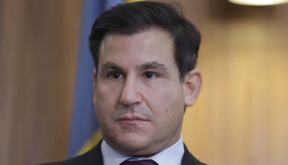 State Sen. Larry Farnese, D-Philadelphia, during a news conference Thursday, April 4, 2013, in Philadelphia. (AP Photo/Matt Rourke)