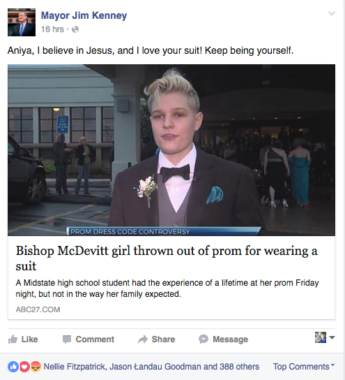 Screenshot from Kenney's official Facebook page.