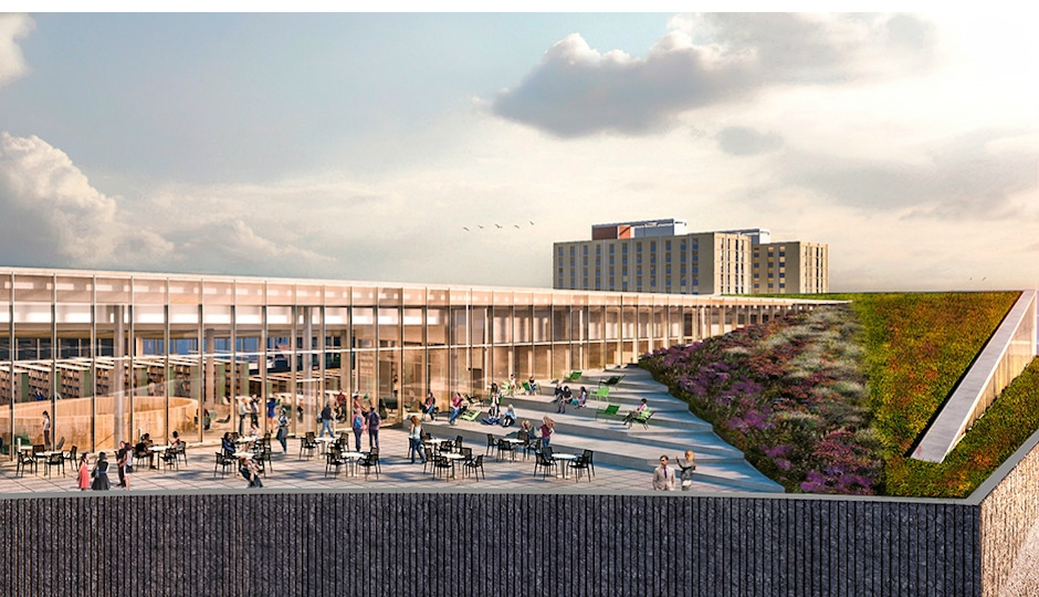 The green roof atop Temple's new library will combine functionality with beauty. Rendering | Snøhetta