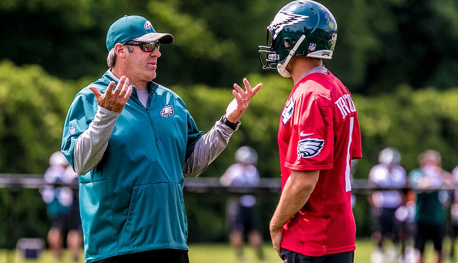 Doug Pederson and Sam Bradford. (Jeff Fusco)