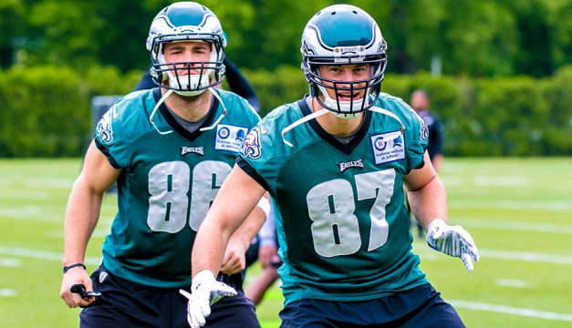 Zach Ertz and Brent Celek. (Jeff Fusco)