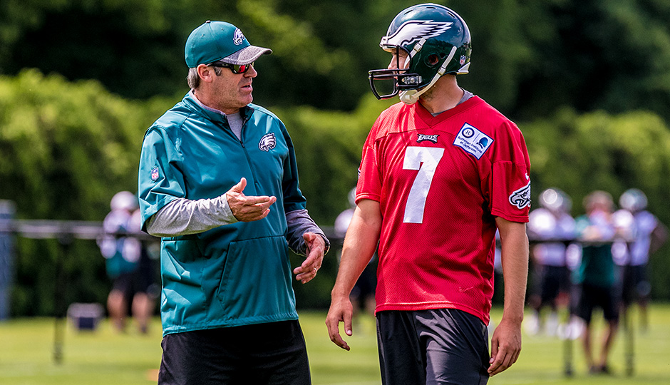 Doug Pederson and Sam Bradford. (Jeff Fusco)