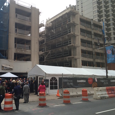 The site has a ways to go before becoming cleared ground, but the groundbreaking took place today anyway.