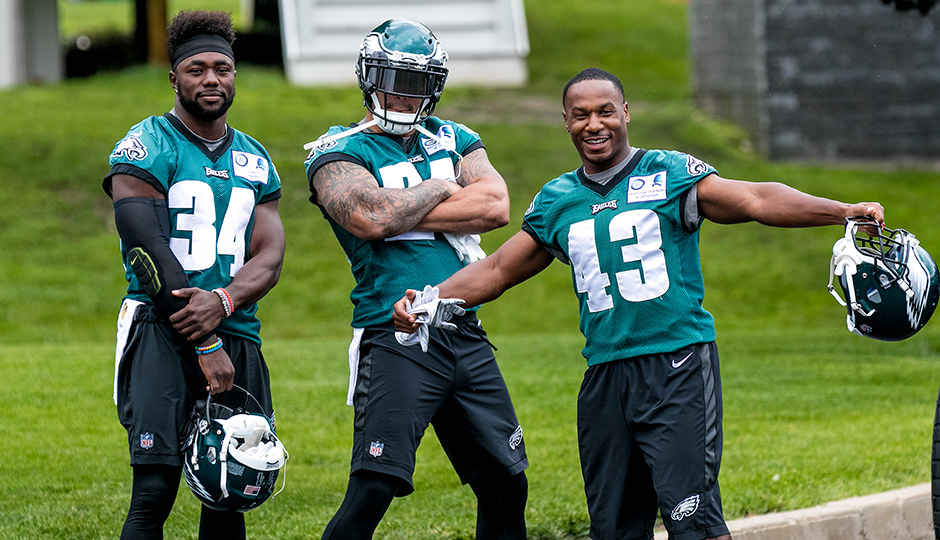 Kenjon Barner, Ryan Mathews, and Darren Sproles. (Jeff Fusco)