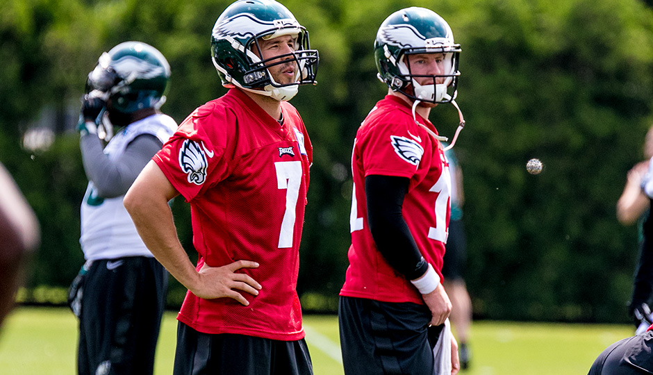 Sam Bradford and Carson Wentz. (Jeff Fusco)