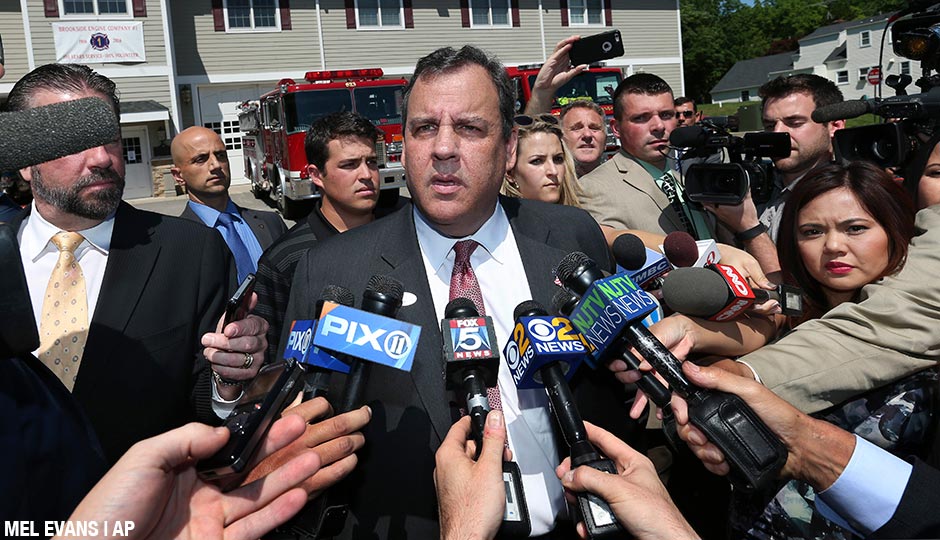 New Jersey Gov. Chris Christie answers questions after voting at Brookside Engine Company 1 firehouse Tuesday, June 7, 2016, in Mendham Township, N.J.