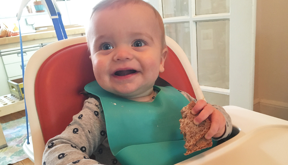 Picky-Eater Toddler Tips: Noah eating his food happily.