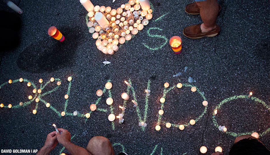 A vigil in Atlanta for the victims of a fatal shooting at an Orlando nightclub Sunday, June 12, 2016. 
