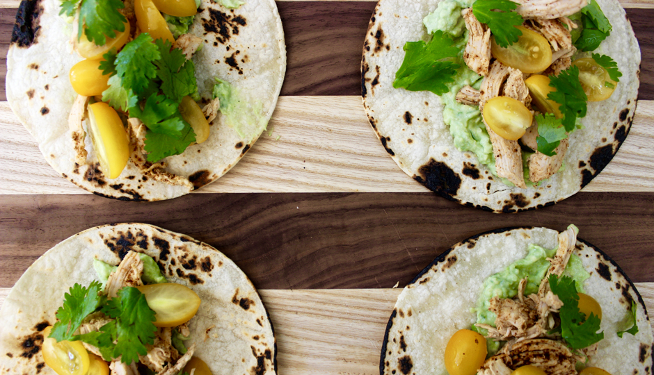 Shredded Chicken Tacos with Avocado Cream | Photo by Becca Boyd