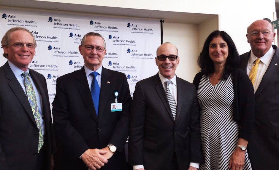 Board members of Jefferson and Aria at the merger signing at the Aria Health Torresdale Campus in Northeast Philadelphia. | Photo: Angela Showell 