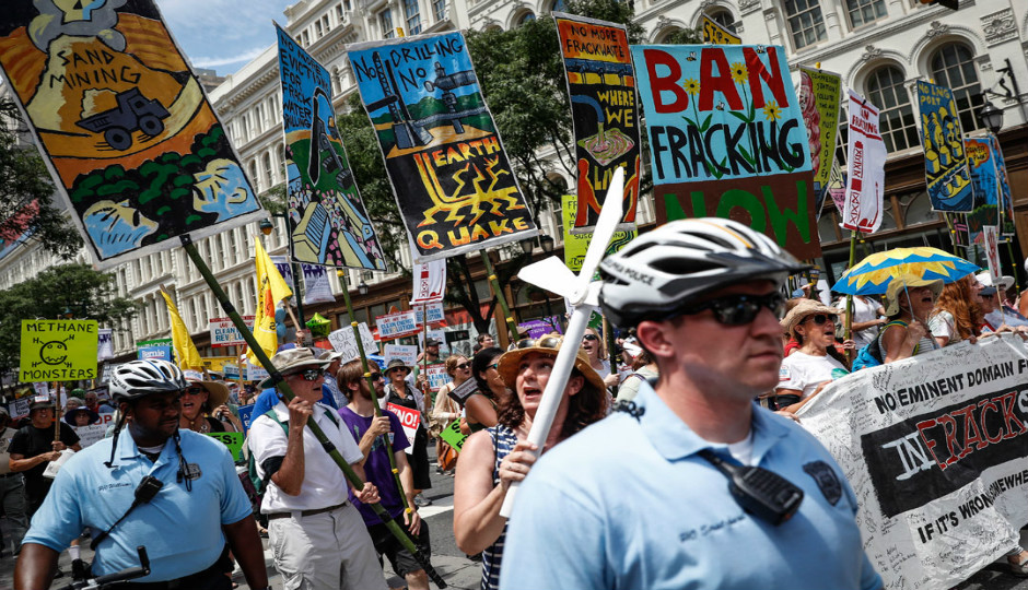 A protest march in Center City on July 24th, 2016. (AP/John Minchillo)