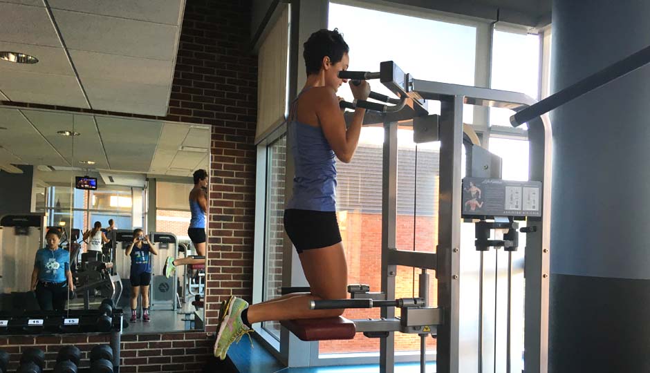 Emma doing pull-ups (with a little assistance). 