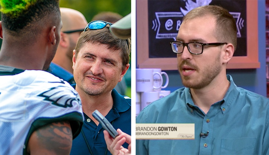 Left: The young gun with the best hair in Philadelphia, and Jalen Mills. Right: The Notorious BLG.