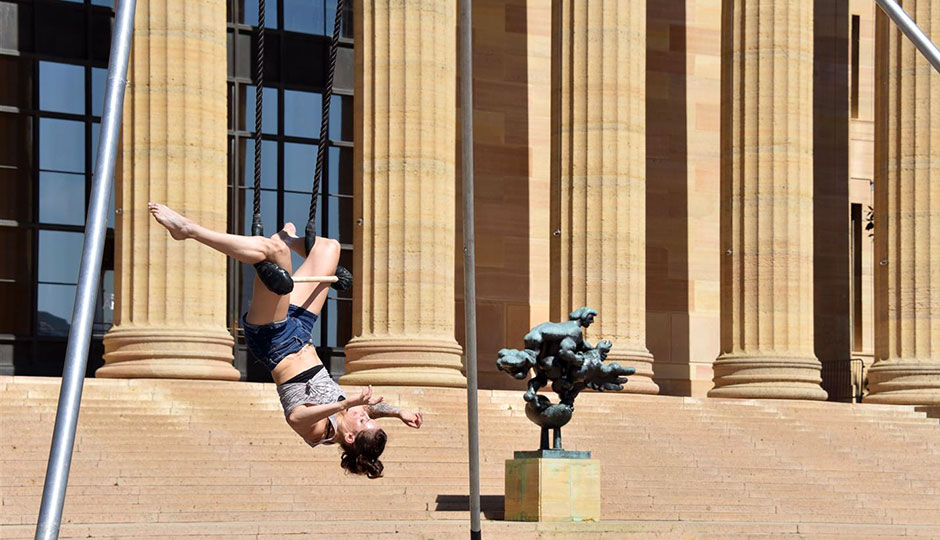 Nicole Burgio performs on the trapeze
