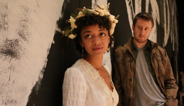 Cindy De La Cruz is Nina and Aubie Merrylees is Con  in Aaron Posner’s Stupid Fucking Bird at Arden Theatre Company. Photo by Rebecca Cureton