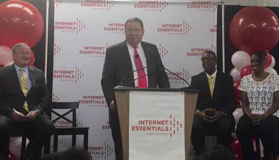 Left to right: Mayor Kenney, David L. Cohen, Darrell Clarke and Jackie Joyner-Kersee. Photo by Fabiola Cineas.