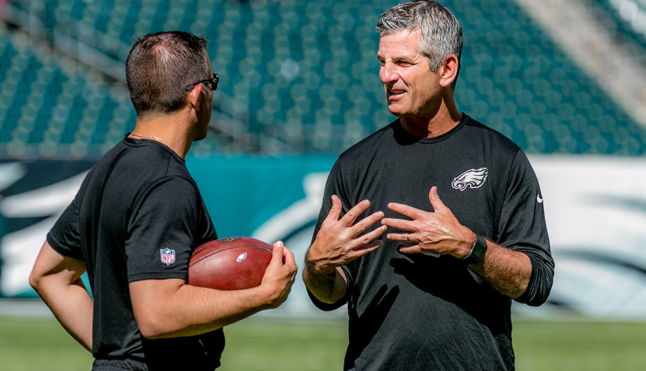 John DeFilippo and Frank Reich. (Jeff Fusco)