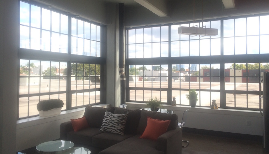 The living room of one of the model apartments at the Fairmount @ Brewerytown. | Photos: Sandy Smith unless otherwise indicated