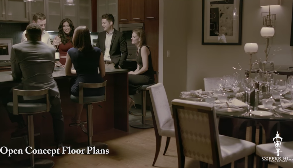 Oscar-worthy? Cobble Hill's professional-quality video promoting the Residences at the Ritz-Carlton was directed by a local pro with Hollywood experience and featured a professional cast of actors. The RATR's chief marketing honcho was duly impressed with the end result. | Still from Cobble Hill Real Estate YouTube video