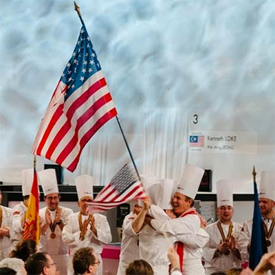 Celebrating Silver in 2015 at the Bocuse d'Or.
