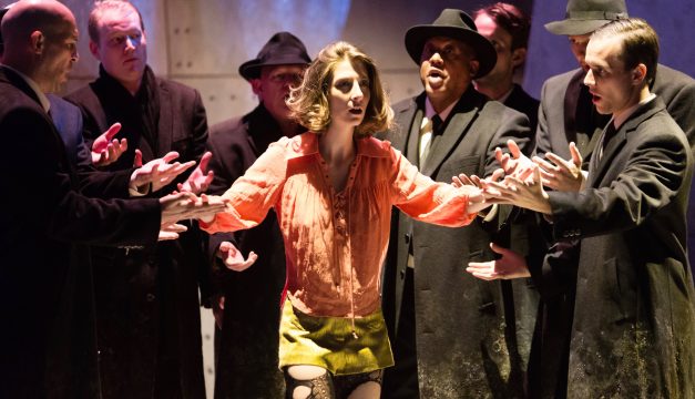 Kiera Duffy and Ensemble in Breaking the Waves at Opera Philadelphia. (Photo by Dominic M. Mercier)