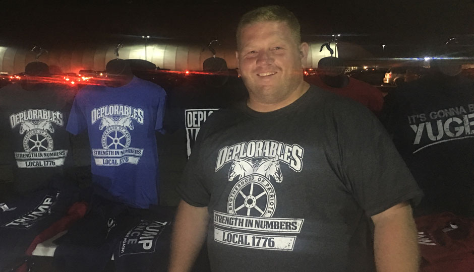 Michael Goodart, with a Deplorables t-shirt
