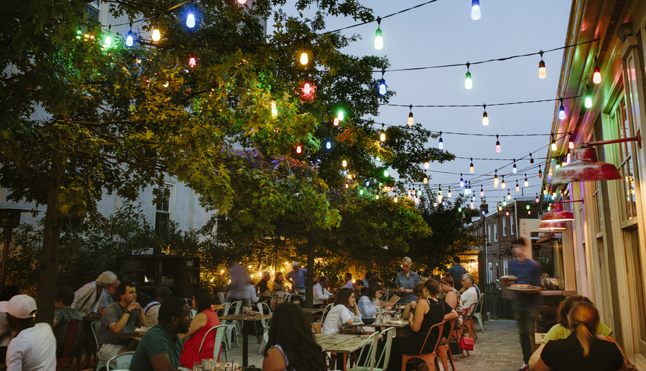 The twinkle-light-festooned patio at El Poquito in Chestnut Hill | Photograph by Jauhien Sasnou