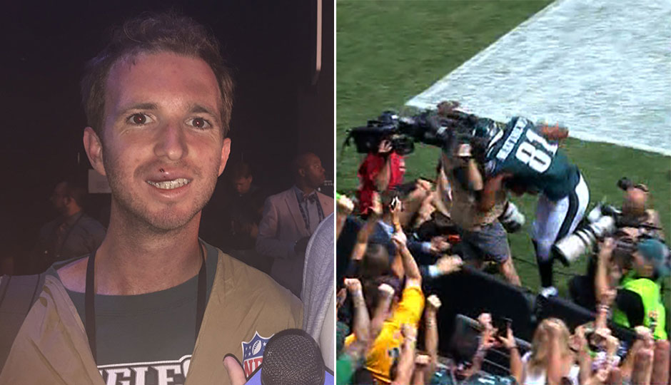 Kyle Hall was trucked by Jordan Matthews after a first-quarter touchdown