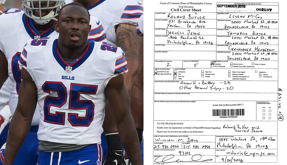 Left: LeSean McCoy in a 2016 photo by Keith Allison (Flickr).