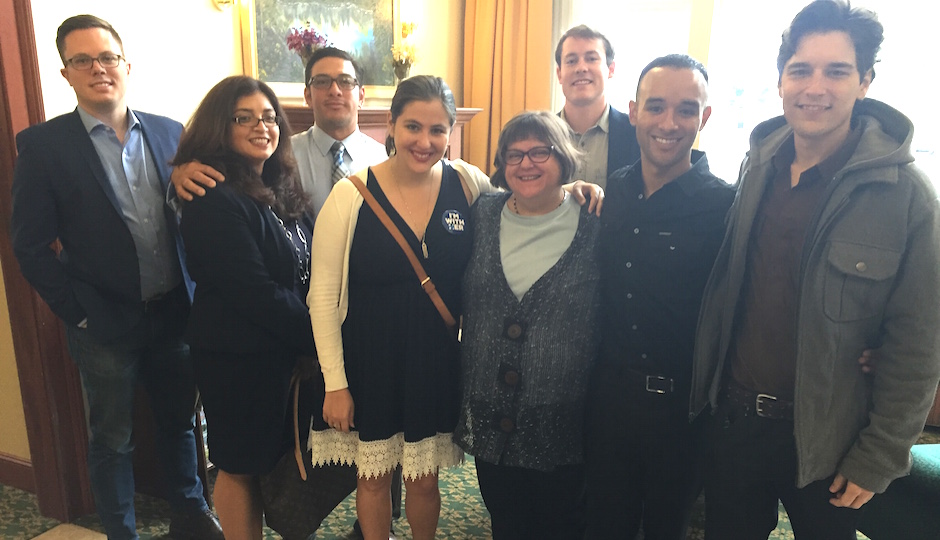 Polly Rose Edelstein and her mother Lisa Dattel (center) with other members of the Hillary Clinton luncheon winners and entourage. (Photo courtesy Polly Rose Edelstein)