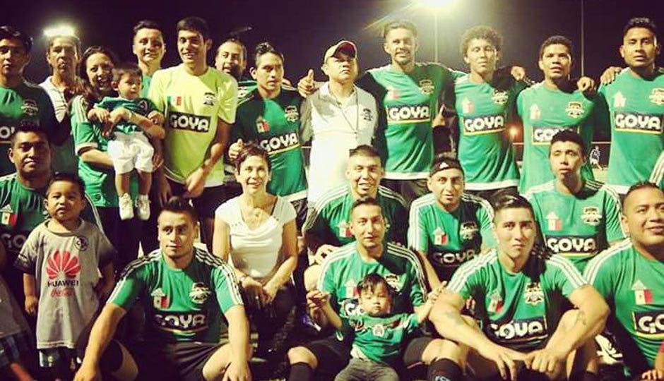 The Mexican Philadelphia Unity Cup team after its opening-night victory against the Vietnamese team. Photograph by Carlos Rojas