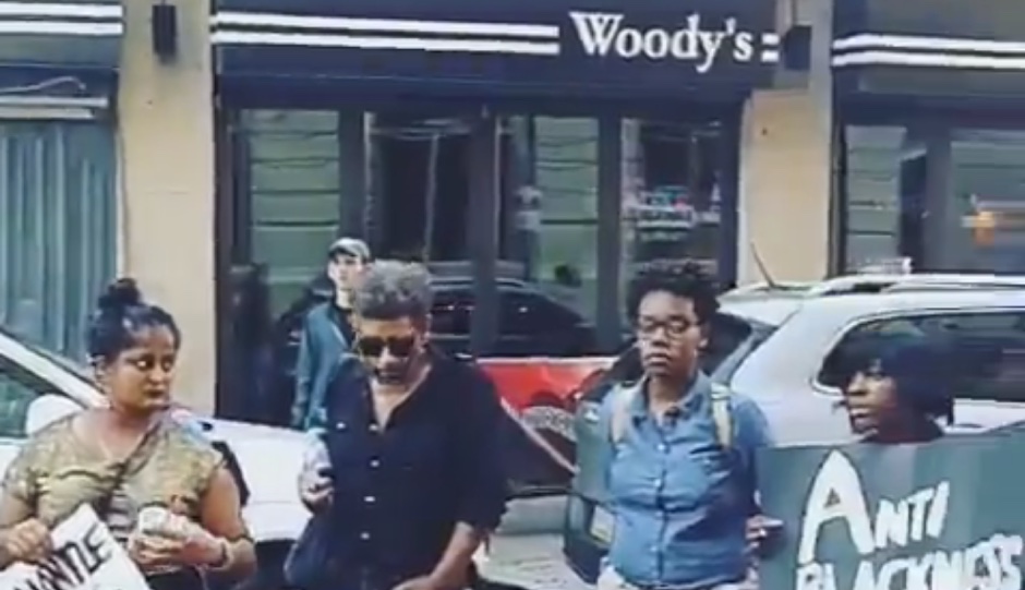Protesters outside of Woody's on September 23rd.