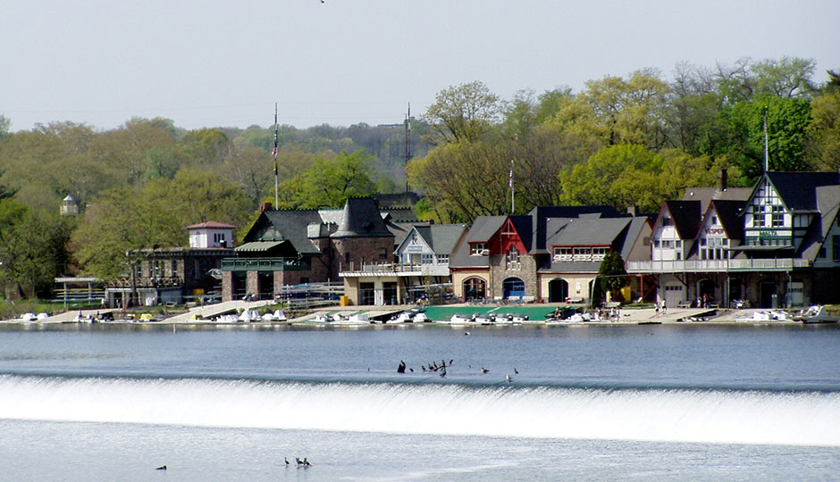 Boathouse Row in the daytime on the Schuylkill River