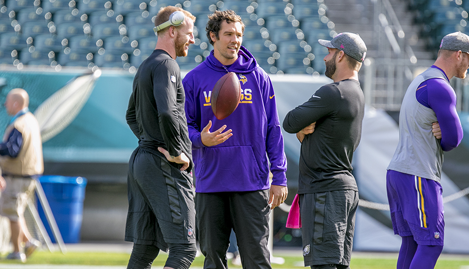 Carson Wentz, Sam Bradford, and Chase Daniel. (Jeff Fusco)