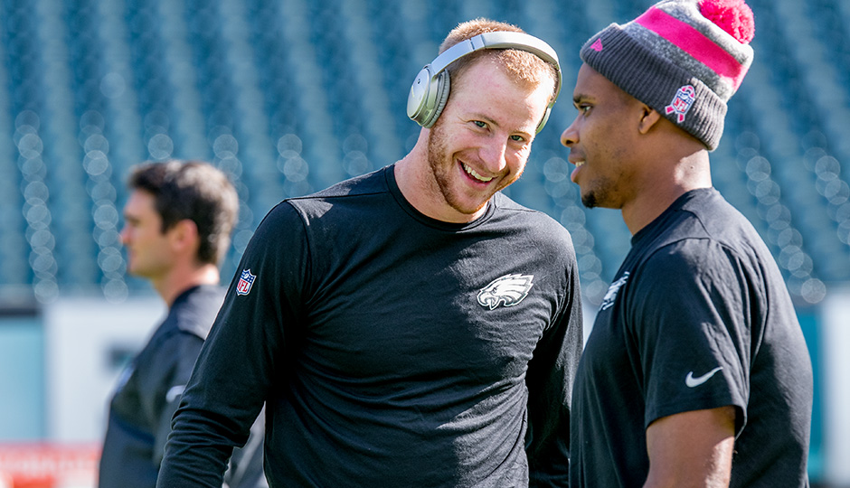 Carson Wentz and Jordan Matthews. (Jeff Fusco)