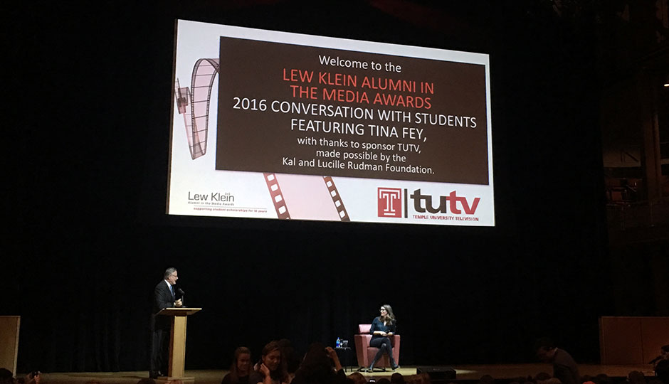 Tina Fey speaking at Temple