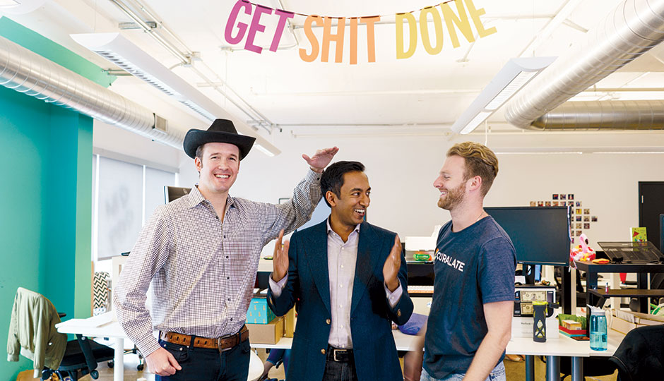 From left: Curalate co-founders Shiftan and Gupta and marketing director Lowry in their Center City office | Photograph by Gene Smirnov