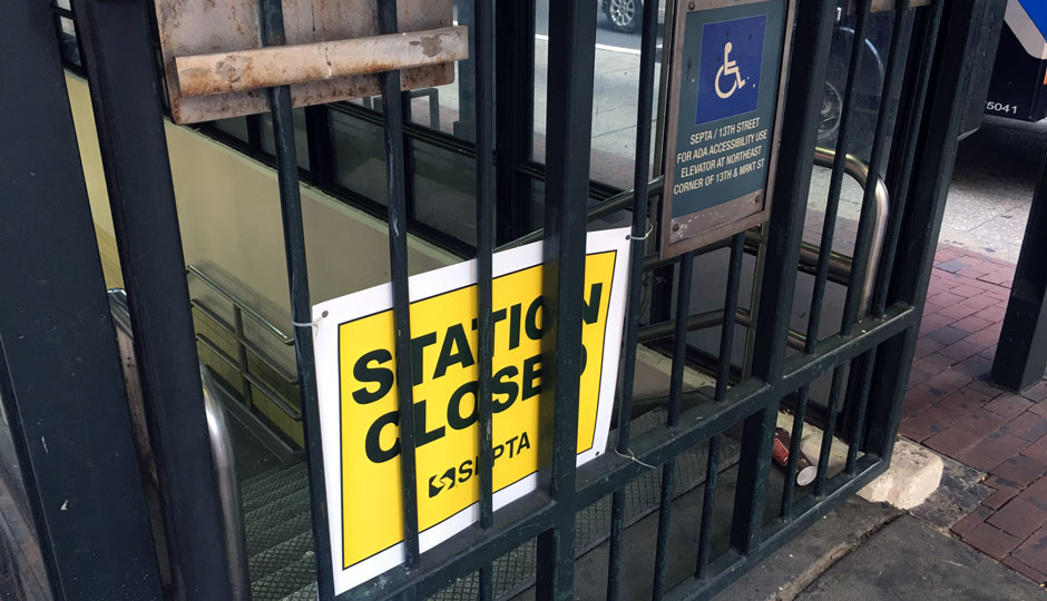 SEPTA station closed, 13th street