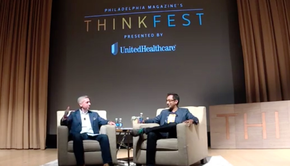Bob Moul and Apu Gupta in conversation at ThinkFest 2016. 
