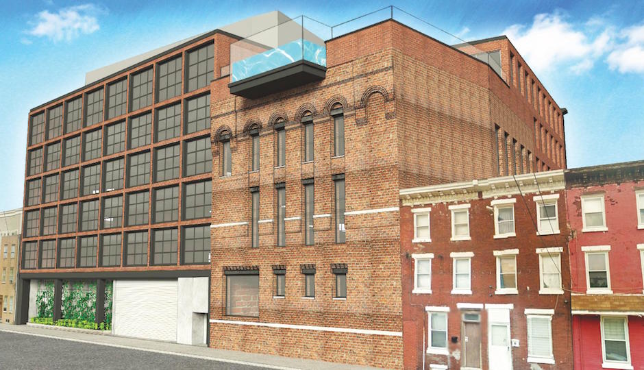 Rendering of the projecting pool proposed for 1220 Frankford Ave. by Morris Adjmi Architects