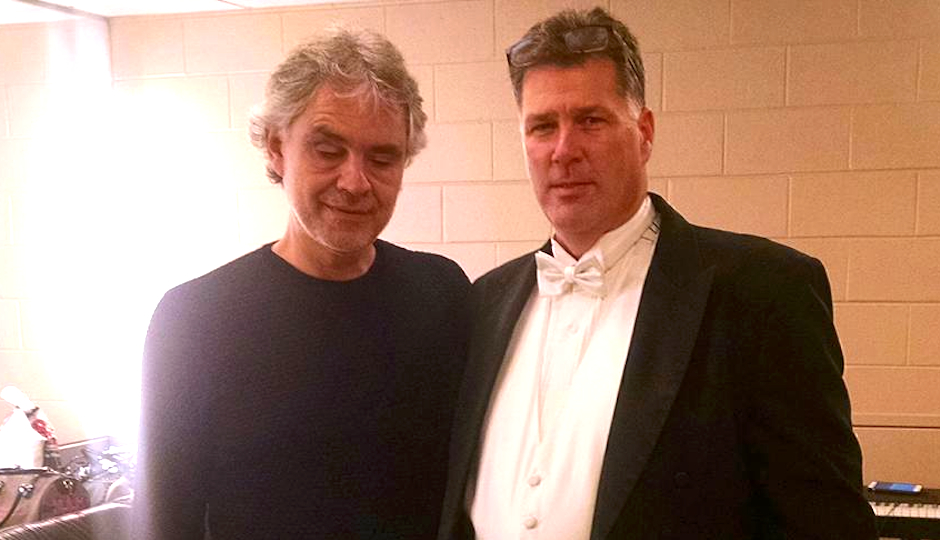 Backstage at Wells Fargo Center with Andrea Bocelli.